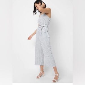 Tommy Hilfiger white blue stripe wide leg summer sleeveless jumpsuit size 4